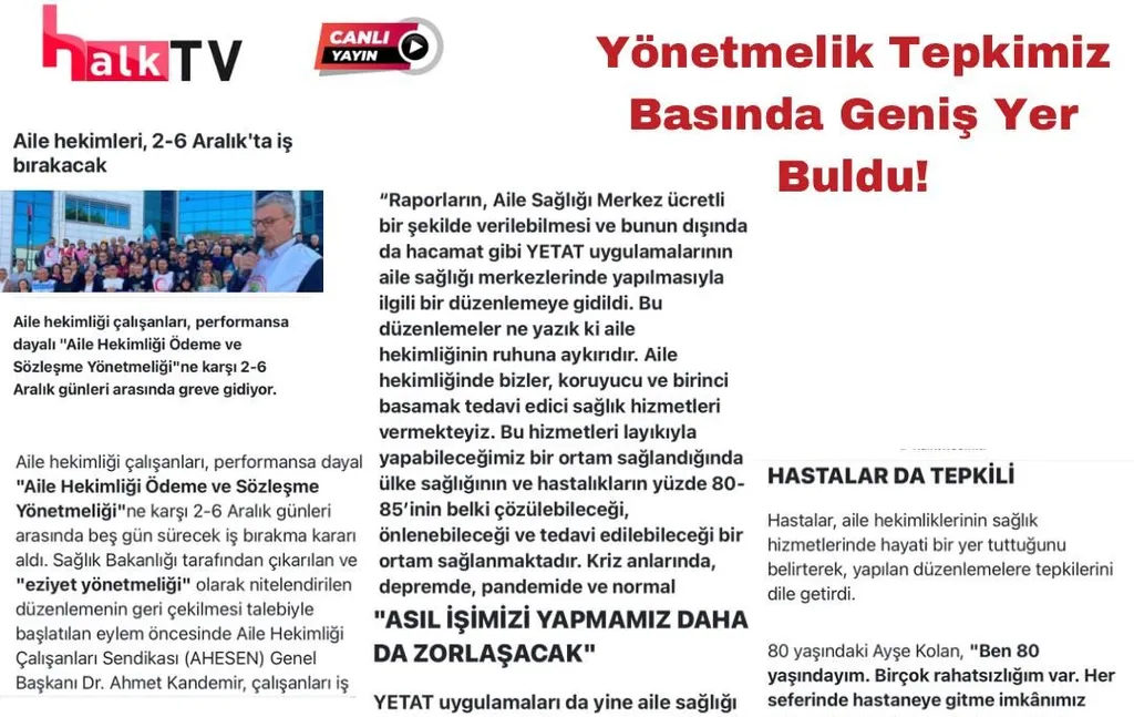 YÖNETMELİK TEPKİMİZ BASINDA GENİŞ YER BULDU!