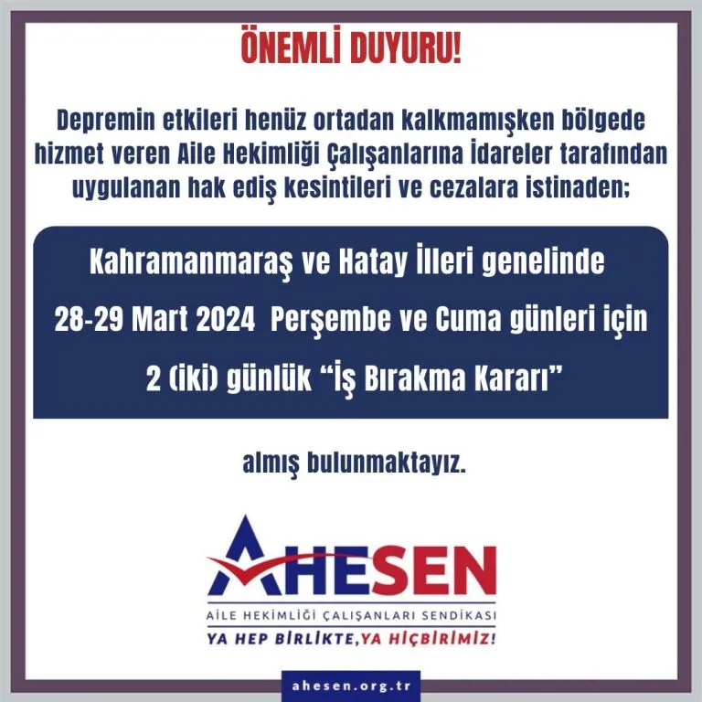 28-29 Mart Kahramanmaraş Ve Hatay’da İş Bırakıyoruz! - Gorsel 2