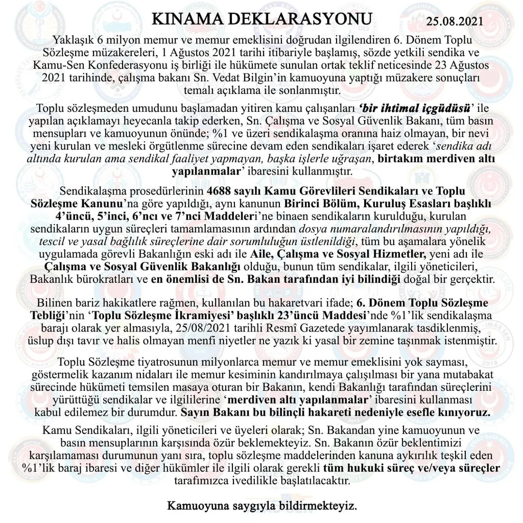 Toplu Sözleşmeyi Kınama