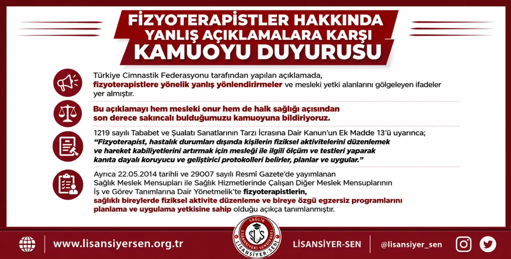 Fizyoterapistler hakkında yanlış açıklamalara karşı kamuoyu duyurusu