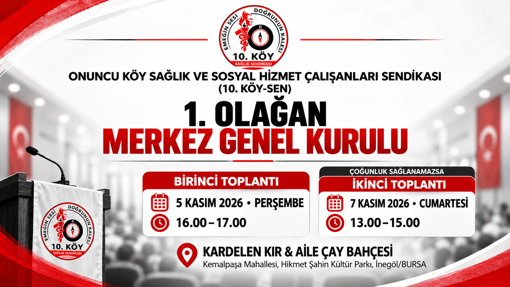 10. Köy-sen 1. Olağan Merkez Genel Kurul İlanı