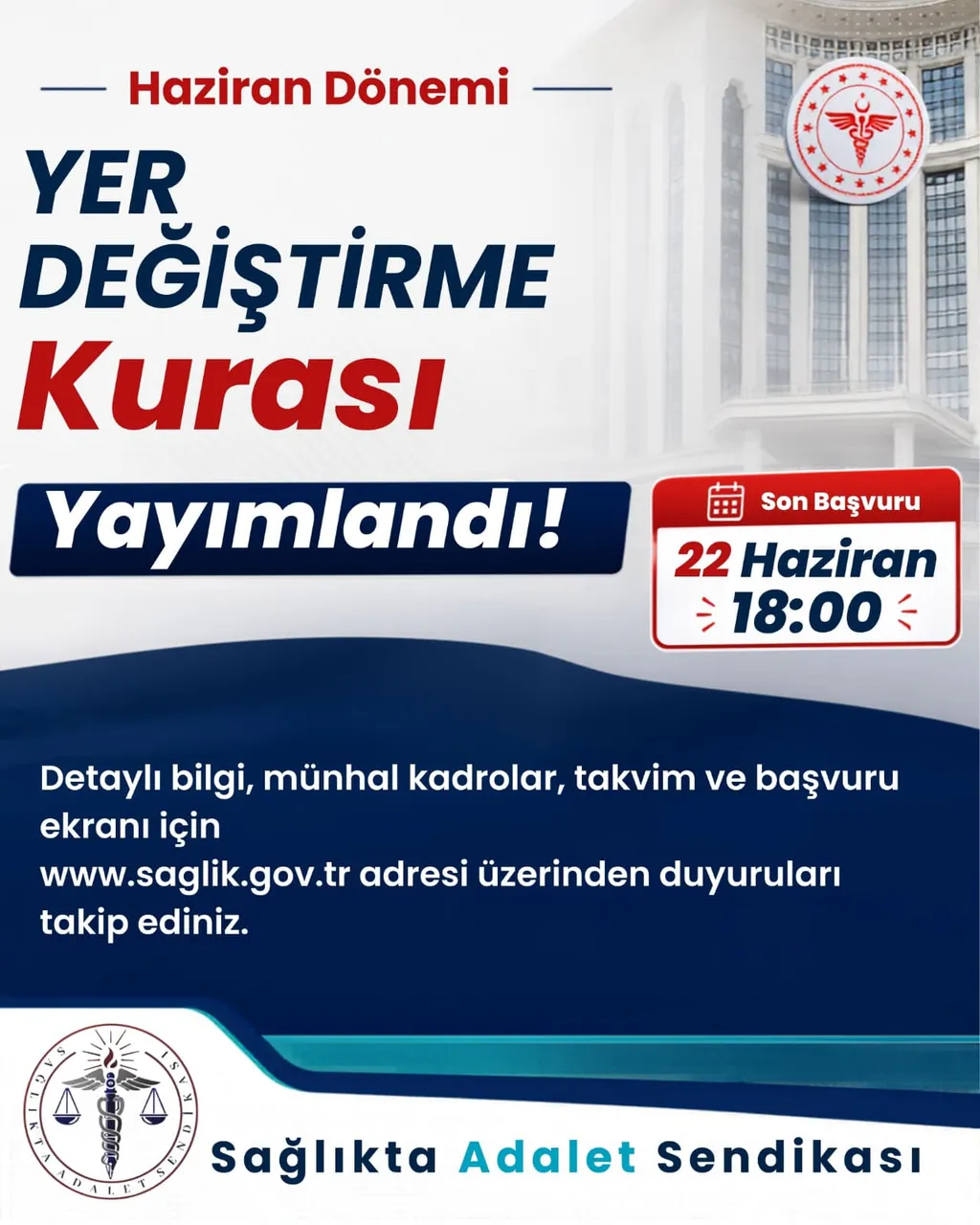 Sağlık Bakanlığı Haziran Yer Değiştirme Kurası Yayında