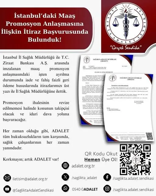 İstanbul'daki Maaş Promosyon Anlaşmasına İlişkin İtiraz Başvurusunda Bulunduk!